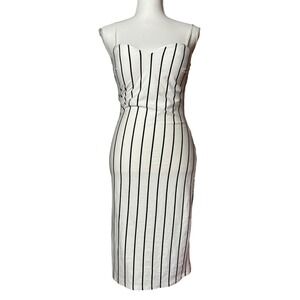 NWT Fashion Nova Bodycon Dress White Black Stripe Spaghetti Strap‎ Midi Party L
